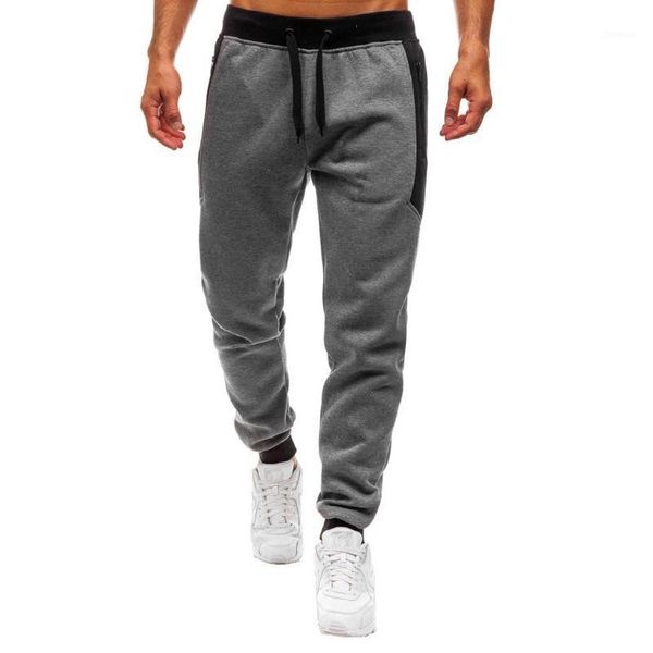 

men's pants men splicing printed overalls casual pocket sport work trouser elasticity legging jogging gym trousers 12.3, Black