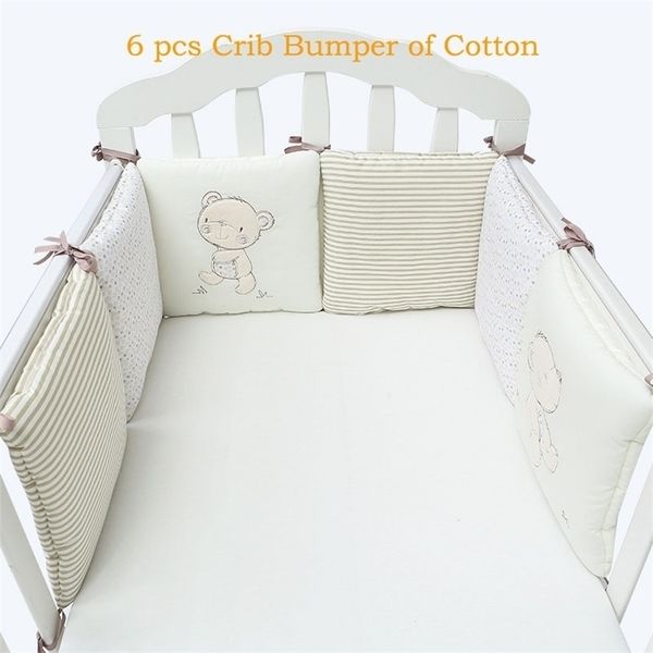 6 pçs/conjunto para berço infantil protetor de cabeça de bebê protetor de cama de bebê protetor de algodão para berço no berço 220209