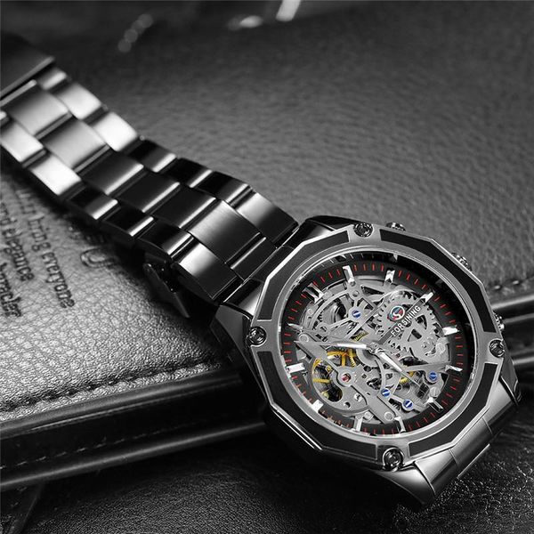 

2021 style automatic mechanical women wristwatch military sport male clock brand luxury stainless steel skeleton man watch 8130 lj201124 wri, Slivery;brown