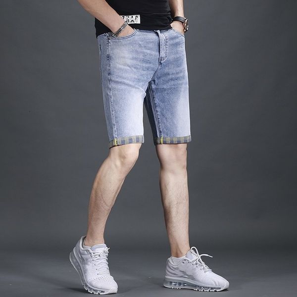 

men's shorts 2021 summer thin male mending open-air korean style pockets denim classic vintage shorts at knee height dgbd, White;black