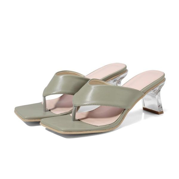 

slippers female shoes ladies' luxury slides transparent heel big size med 2021 designer soft appliques basic concise scandals fa, Black