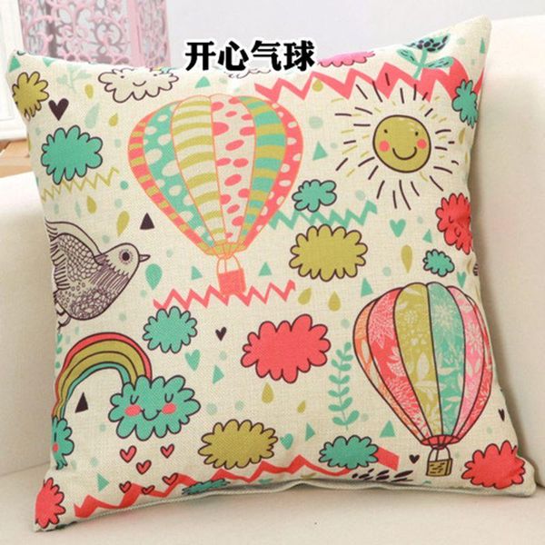 

45x45cm cartoon fish bird air balloon home decorative cotton linen cushion cover sofa throw pillow case cushion/decorative