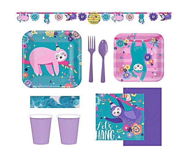 

new sloth paper tray cup towel disposable party tableware set layout supplies