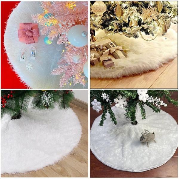 

christmas decorations white tree skirt plush fur xmas mat carpet merry ornament year navidad home decor