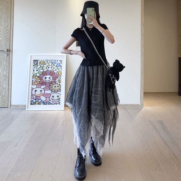 

spring/summer 2021 fashionable black shoulder straight round neck short sleeve t-shirt mcyt, White