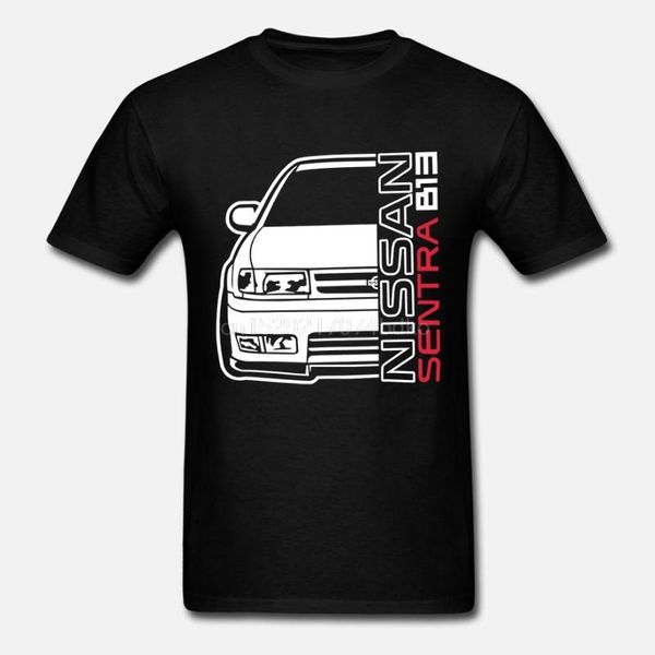 

men's t-shirts nissan sentra b13 car racing cotton t-shirt, White;black