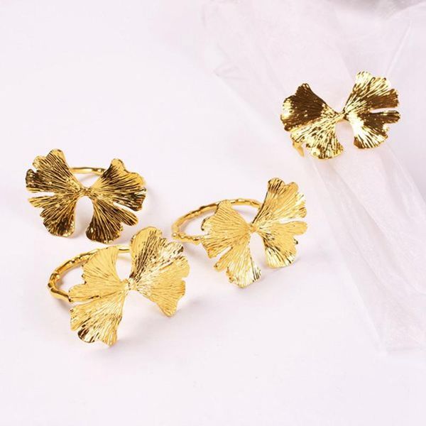 

4pcs/lot vintage ginkgo leaf napkin buckle ring forest series wedding rings