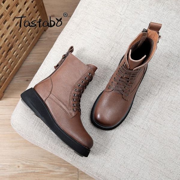 

2021 autumn and winter women boots fashion thick bottom short color matching lace upwomen martin a75508, Black