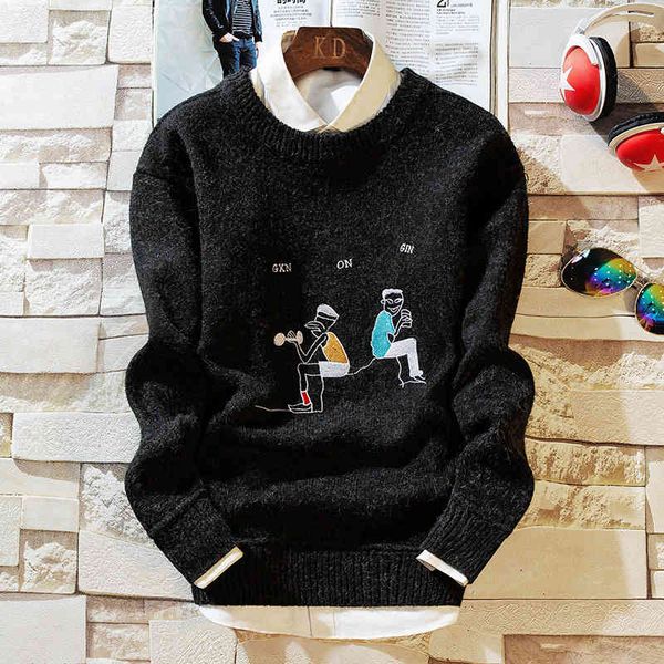 

sweater knit taomen's large men's t shirt jacquard round neck pullover backing fashion, White;black