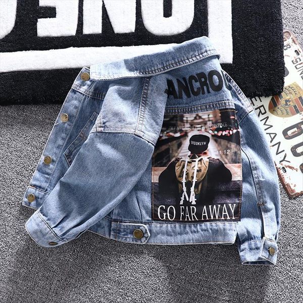 

jeans jacket for little boy fashion denim coat kids windbreaker autumn winter outdoor childrens outfit clothes, Blue;gray