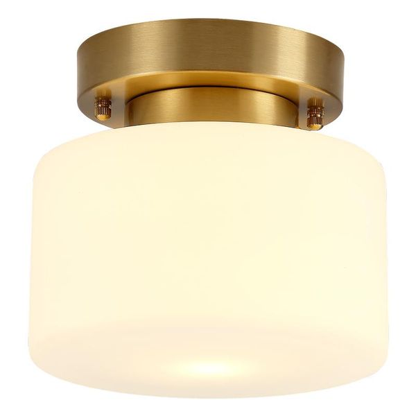 

american style real brass ceiling lamp creative corridor aisle light white frosted glass shade lamps and lanterns e27 lights