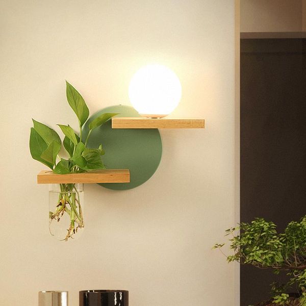 

wall lamp nordic style solid wood led bedroom bedside living room aisle creative simple modern lamps