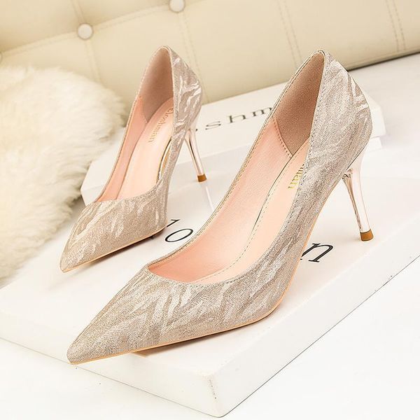 

dress shoes women pumps luxury bling high heels gold silver wedding shoes pointed toe shallow stiletto ladies bridal party 23mx, Black