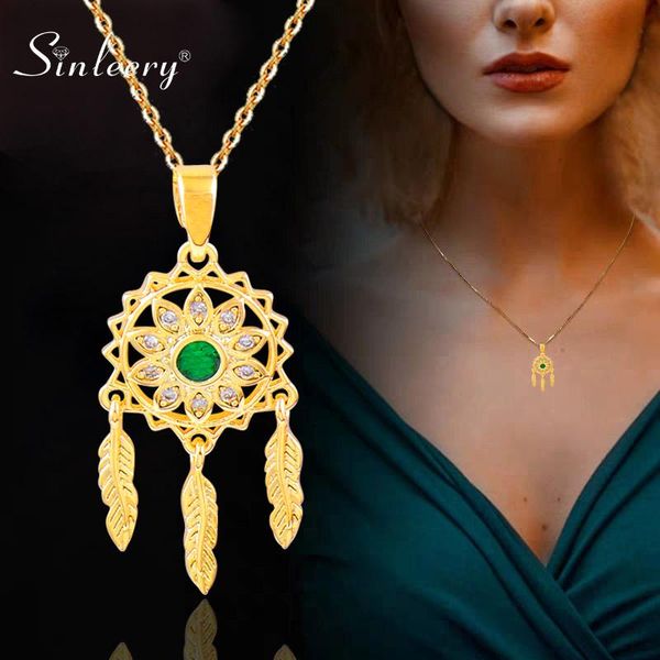 

pendant necklaces sinleery ethnic style green crystal dreamcatcher necklace women jewelry accessories xl805 ssk, Silver
