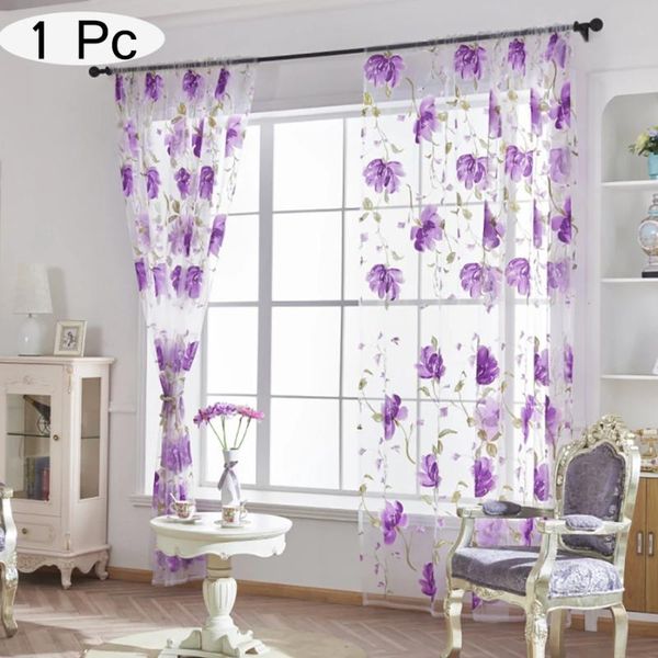 

curtain & drapes 100x200cm curtains for living room vines leaves door window curtain/living drape panel /flower pattern chiffon