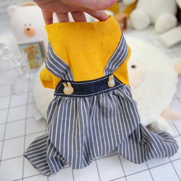 

dog apparel stripe pants clothes and costumes summer cute four legs overall jumpsuit with shirt pet puppy animal pullover tracksuit pugs
