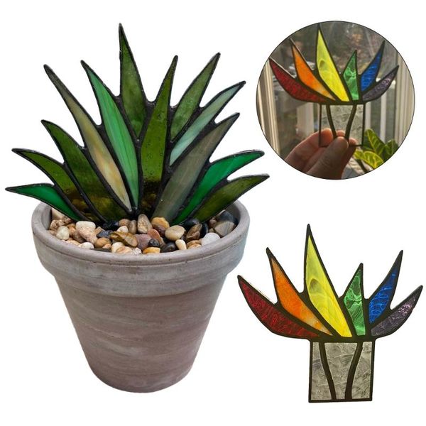 

tequila sculpture realistic potted bonsai decor indoor patio yard plant statue for garden craft artificial agave home decorative flowers & w