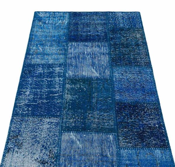 

carpets blue handmade patchwork rug, anatolian desing rug floral 4003