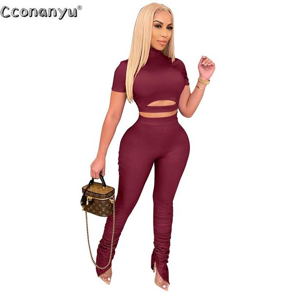 

women short and stacked pants 2 piece set casual sportswear sleeve hollow out long pant tracksuits sets women's two, White