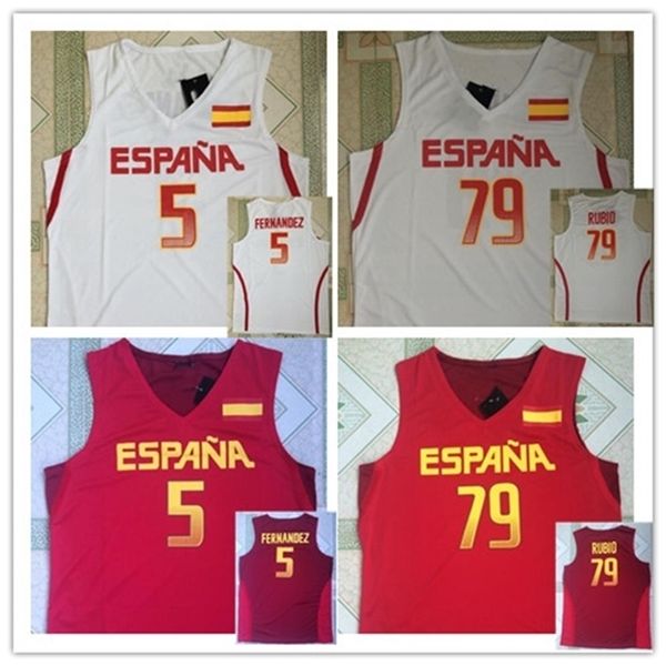 

GoodSPAIN 5 RUDY FERNANDEZ 79 rubio Rio Olympic Games BASKETBALL JERSEY EUROBASKET FIBA T-shirt vest Stitched jerseys, As pics