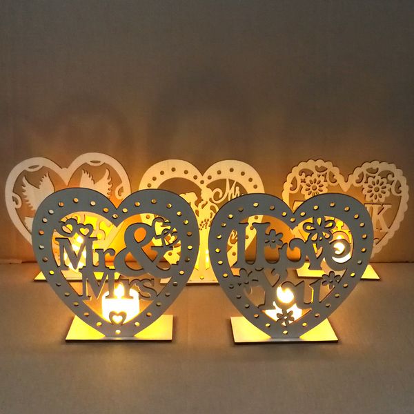 Regali di nozze rustici di legno della candela di nozze di legno Mr e Mrs I Love You Weeding Home Decor per matrimoni sposati appena sposato