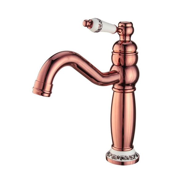 

bathroom sink faucets basin modern rose gold color deck mounted mixer black bronze finish with high faucet