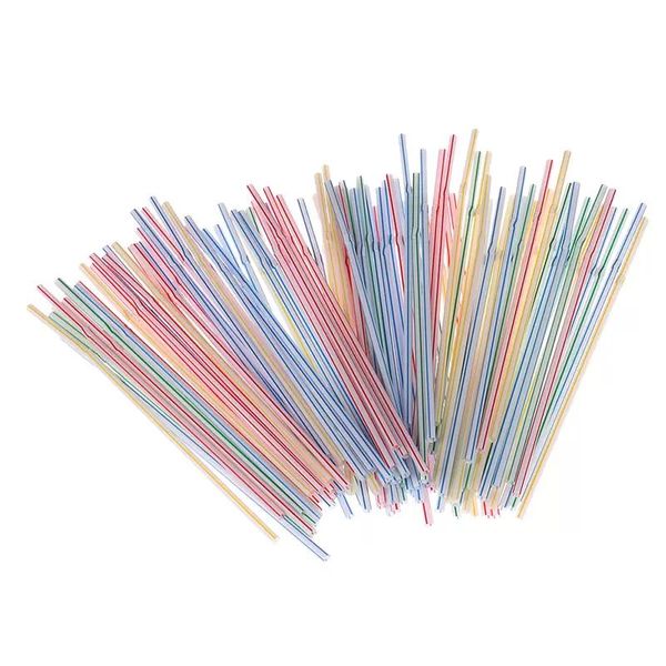 2022 nuovo pacchetto Cannucce usa e getta Cannucce di plastica flessibili Cannucce a strisce multicolori arcobaleno Cannucce pieghevoli Accessori per barre di paglia