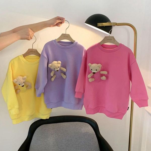 

hoodies & sweatshirts 2021 spring autumn girls boys cute cartoon bear sweatshirt baby kids children long sleeve shirt, Black