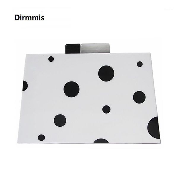 

evening bags 2021 fashion women bag black white dot acrylic chain handbags luxury trapezoid party wedding vintage box clutch1