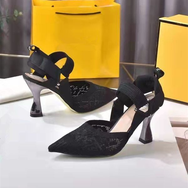 

fashion womens dress shoes red soled high heels womens luxury designer mesh formal shoes womens sandals wedding high heels height 5.5 8.5 cm, Black