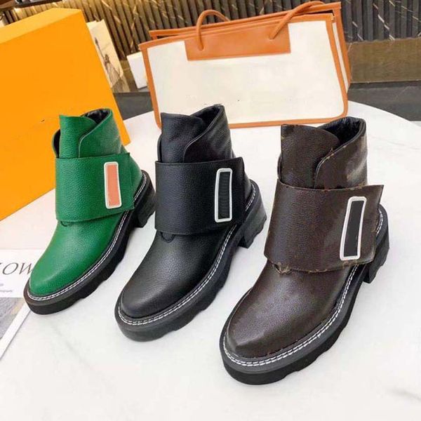 

luxury womens designer boots ankle boot martin warm winter brand style booties leather material rubber sole metal studs and colorful wedges, Black