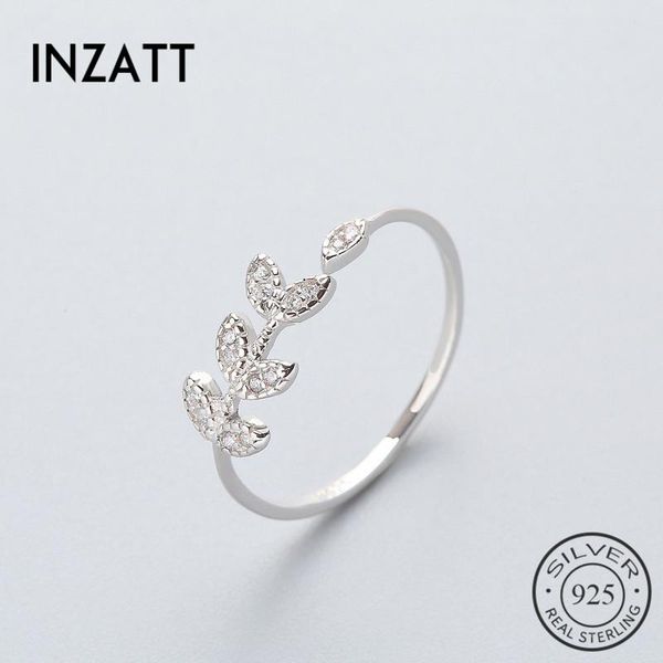 

cluster rings inzaclassic olive leaves ring zircon 925 sterling silver rose gold color for women fine jewelry gift, Golden;silver