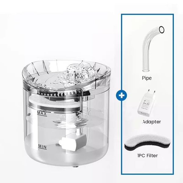 

cat bowls & feeders 2l electric transparent water fountain drinker for cats dispenser kitten dog puppy pet drinking bowl feeder