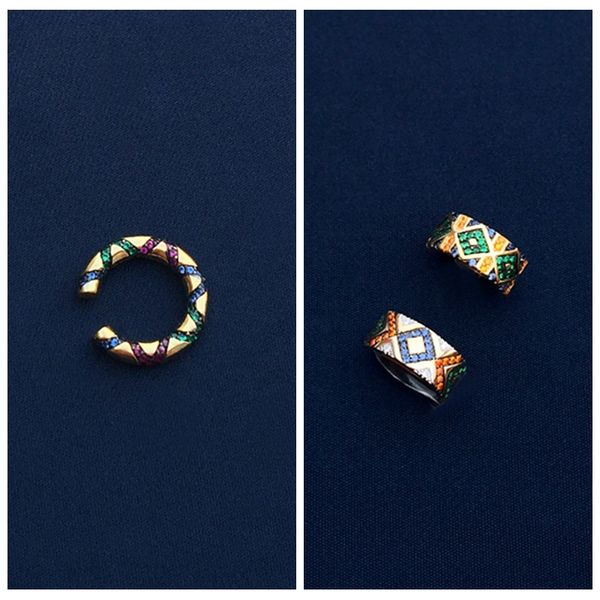 

s925 sterling silver new colorful tribal ear bone clip female personality no otolith stripe earrings moroccan jewelry