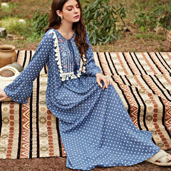 

womens embroidery long kaftan boho dress ramadan eid abaya dubai turkey muslim women islam clothing african dresses ethnic, Red