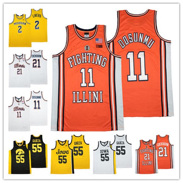 

ncaa illinois fighting illini ayo dosunmu college basketball jerseys kofi cockburn iowa hawkeyes luka garza michigan wolverines isaiah liver, Black