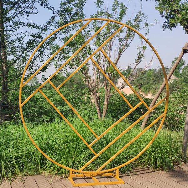 

party decoration round iron ring arch stand wedding props background frame outdoor flowers geometric diamond display