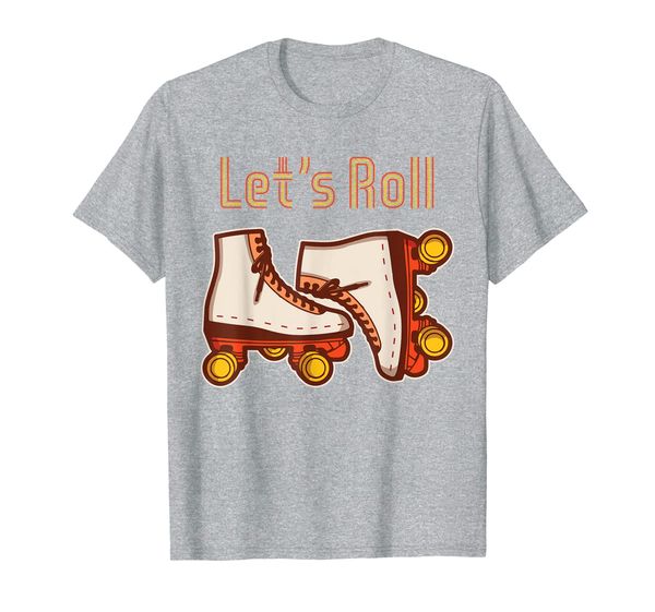 

let's roll retro vintage rollerblade skating tshirt, White;black