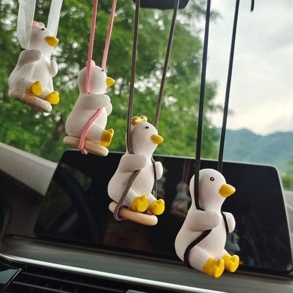 

decorative objects & figurines car swing duck pendant cute fragrance ornaments auto rear view mirror pendants for hanging decoration product