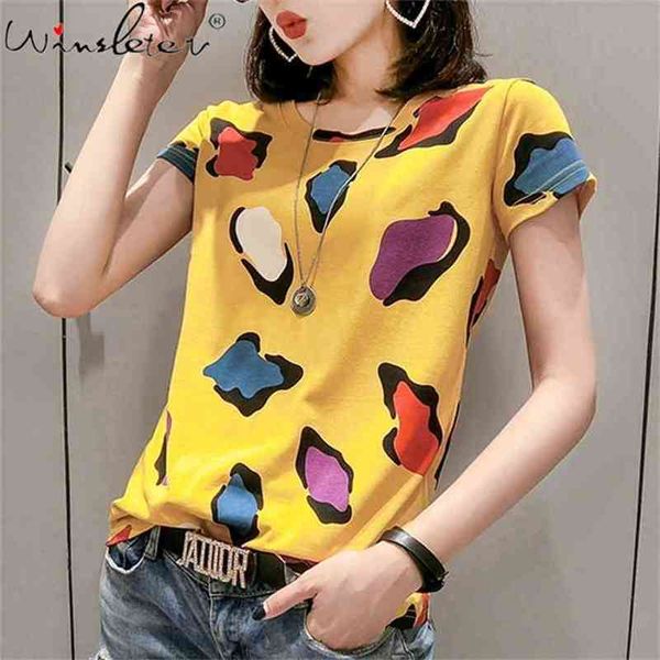

summer cotton t shirt women short sleeve o neck tee casual fashion print tshirts mujer 210421, Black;gray