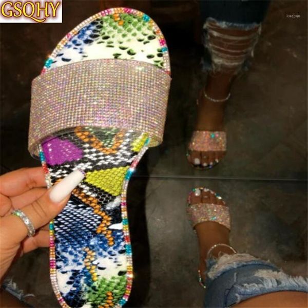 

summer women crystal slippers glitter flat soft bling female candy color flip flops outdoor ladies slides beach shoes1, Black