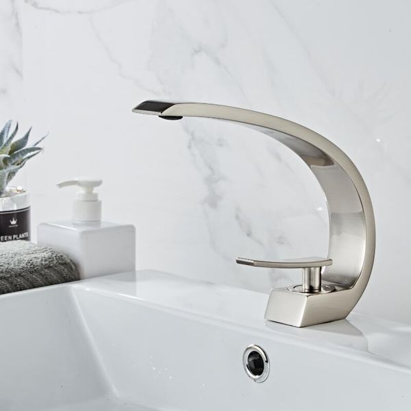 

basin faucet modern bathroom mixer tap nickel/black/gold wash single handle and cold waterfall sink faucets