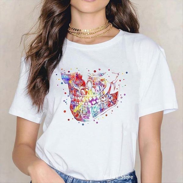 

watercolor peace love rock harajuku womens t shirts kawaii asl sign language printed women 90s fashion streetwear girl tees, White