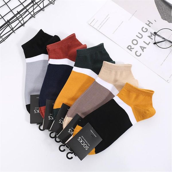 

pairs of spring and summer men's boat socks college wind short cotton, Black