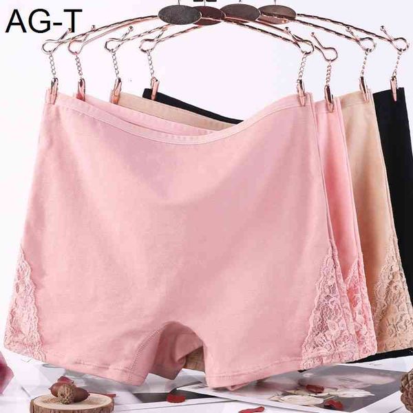 

summer new safety pants large size pure cotton thin type fat mm boxer underwear women's anti light insurance leggings, Black;pink