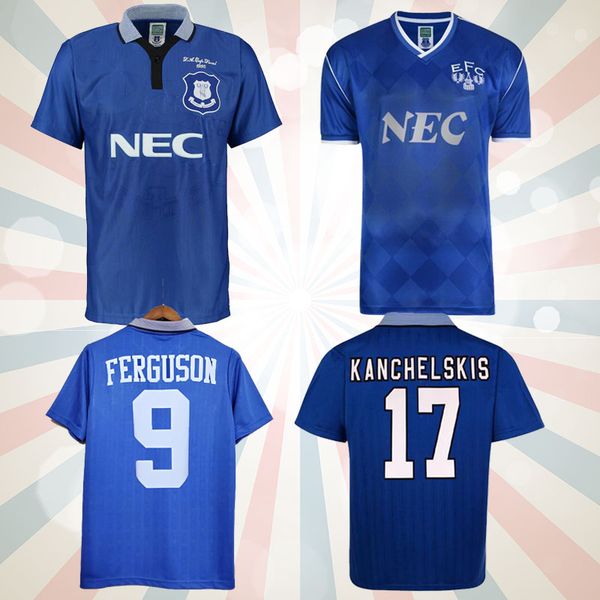 

1995 ferguson efc retro soccer jersey kanchelskis rideout limpar 86 87 88 hinchcliffe jackson stuart home horne football shirts final camise, Black;yellow