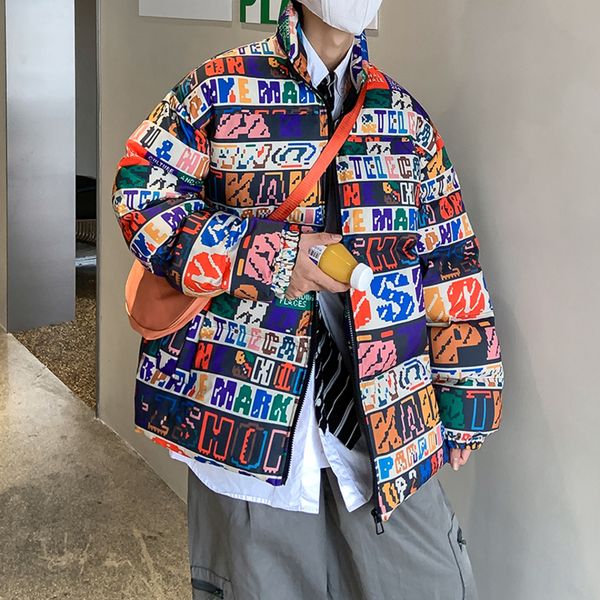 

easy to read - winter casual men's loose high neck, hip hop print et, 2021, Black