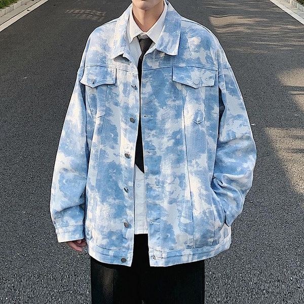 

spring cotton camo denim jacket men's fashion retro casual jackets mens streetwear korean loose hip-hop bomber men, Black;brown