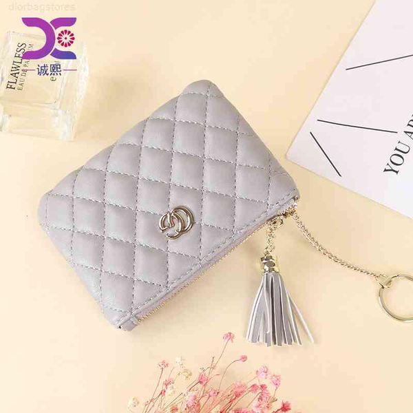 

wallet women 2021 korean fashion short lingge tassel hand bag zero card, Red;black