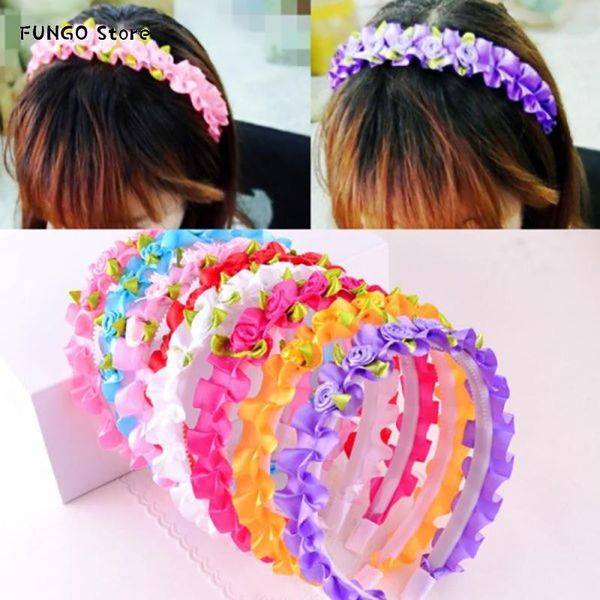 

hair clips & barrettes fashion kids headband korean children girls cute sweet princess hairband flower wreath headwear hoop accessories gift, Golden;silver